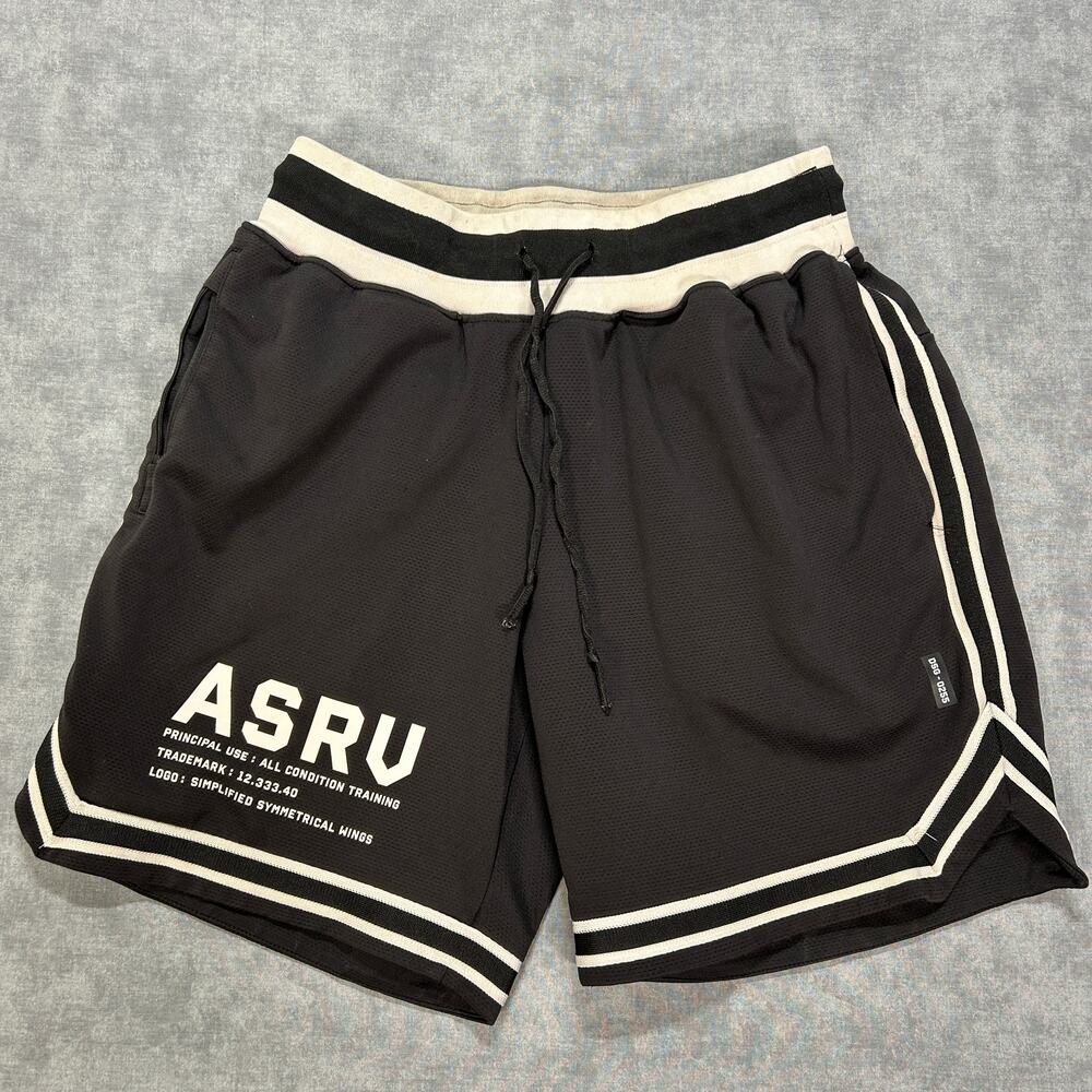 ASRV DSG-0255 Utility Basketball Shorts SP Black White Striped Training Mens L